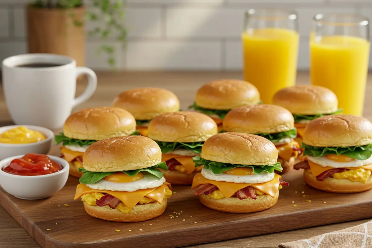 Breakfast Sliders with Eggs, Bacon, and Cheese