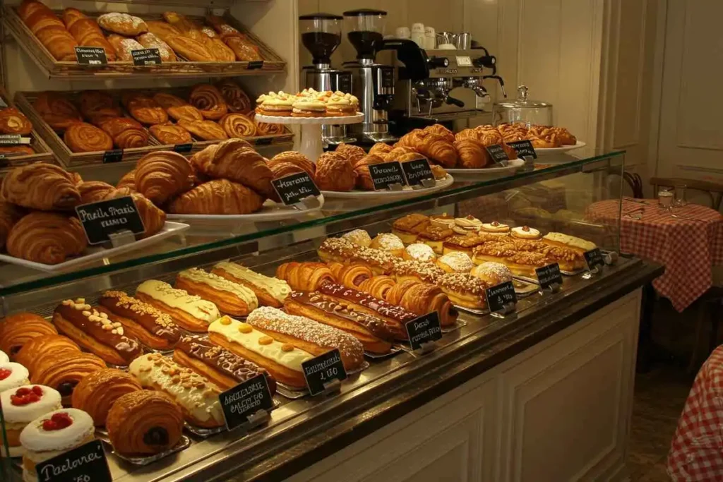 A display of classic French pastries